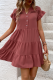Casual Daily Solid Color Buttons Ruffle V Neck A Line Short Sleeve Dress