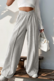 Casual Daily Solid Color Irregular Loose High Waist Wide Leg Solid Color Bottoms