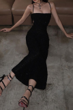 Sexy Party Solid Color Backless One Step Skirt Dresses