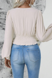 Daily Elegant Solid Color Ruched V Neck Tops