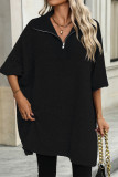 Casual Solid Color Zipper Turndown Collar Tops