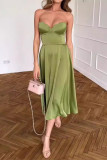 Sexy Celebrities Solid Color Buckle Strapless Strapless Dresses