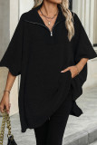 Casual Solid Color Zipper Turndown Collar Tops