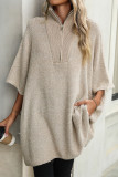 Casual Solid Color Zipper Turndown Collar Tops