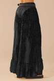 Sexy Solid Color Lace See-Through Without Belt Loose High Waist Solid Color Bottoms