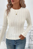 Casual Daily Solid Color Texture O Neck Tops