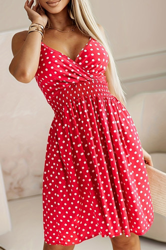 Sexy Vacation Polka Dot V Neck Sling Dresses