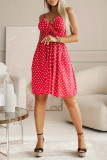 Sexy Vacation Polka Dot V Neck Sling Dresses