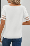 Casual Daily Solid Color Mesh V Neck T-Shirts