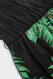 Elegant Floral Print Lace Up V Neck A Line Dresses