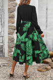 Elegant Floral Print Lace Up V Neck A Line Dresses