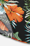 Elegant Floral Print Patchwork Belted Contrast V Neck Pleated Dresses