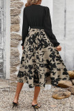 Elegant Floral Print Lace Up V Neck A Line Dresses