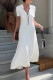 Street Elegant Solid Color Buckle Turndown Collar A Line Short Sleeve Dress