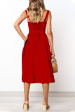Sexy Simplicity Solid Backless Square Collar A Line Dresses