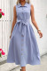 Elegant Solid Color Lace Up Buckle Turndown Collar Sleeveless Dresses