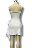 Sexy Solid Color Ruched Flower Shape Strapless Strapless Dresses