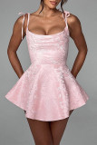 Sexy Party Jacquard Lace Up U Neck Sling Dresses