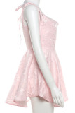 Sexy Party Jacquard Lace Up U Neck Sling Dresses