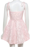 Sexy Party Jacquard Lace Up U Neck Sling Dresses