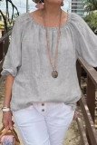 Casual Solid Color O Neck Tops