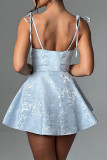 Sexy Party Jacquard Lace Up U Neck Sling Dresses