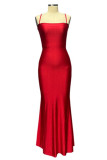 Sexy Prom Solid Color Backless Strap Design Square Neck Evening Dresses
