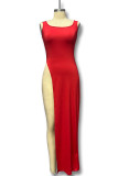 Sexy Street Solid Color Slit Irregular U Neck T-Shirts