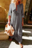 Casual Solid Color O Neck A Line Dresses