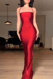 Sexy Prom Solid Color Backless Strap Design Square Neck Evening Dresses