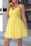 Sexy Prom Solid Color Mesh V Neck Sling Dresses