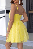 Sexy Prom Solid Color Mesh V Neck Sling Dresses