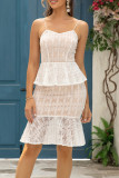 Sexy Celebrities Solid Color Jacquard Ruffle V Neck Wrapped Skirt Dresses
