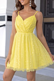 Sexy Prom Solid Color Mesh V Neck Sling Dresses