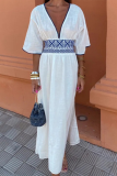 Elegant Geometric Print Slit V Neck A Line Dresses