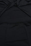Sexy Solid Color Lace Up Backless O Neck Fishtail Dresses