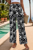 Casual Floral Print Patchwork Loose High Waist Straight Full Print Bottoms