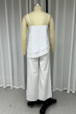 Casual Daily Solid Color Irregular Flounce Square Neck Sleeveless Two Pieces