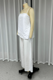 Casual Daily Solid Color Irregular Flounce Square Neck Sleeveless Two Pieces