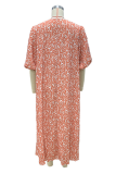Street Elegant Floral Print Patchwork Contrast V Neck A Line Dresses