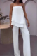 Casual Daily Solid Color Irregular Flounce Square Neck Sleeveless Two Pieces