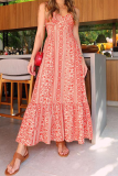 Sexy Floral Print Patchwork V Neck Sling Dresses