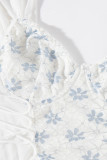 Sexy Flowers Lace Strap Design Contrast V Neck Tops