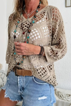 Casual Daily Solid Color Hollow Out V Neck Tops