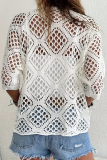 Casual Daily Solid Color Hollow Out V Neck Tops