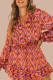 Elegant Geometric Print Patchwork V Neck A Line Dresses