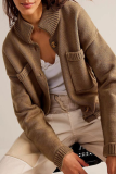 Casual Daily Solid Color Pocket Buttons Mandarin Collar Outerwear