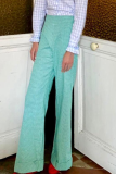 Casual Daily Plaid Stripe Pocket Loose High Waist Straight Full Print Bottoms