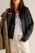 Casual Daily Solid Color Pocket Buttons Mandarin Collar Outerwear