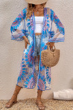 Casual Vacation Flowers Embroidered Lace Up Swimwears Cover Up